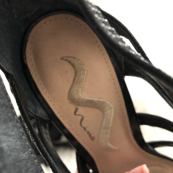 SOLD Nina Black Rhinestone Strappy Heels - Picture 6 of 6